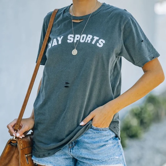 Yay Sports Distressed Tee - Picture 1 of 6